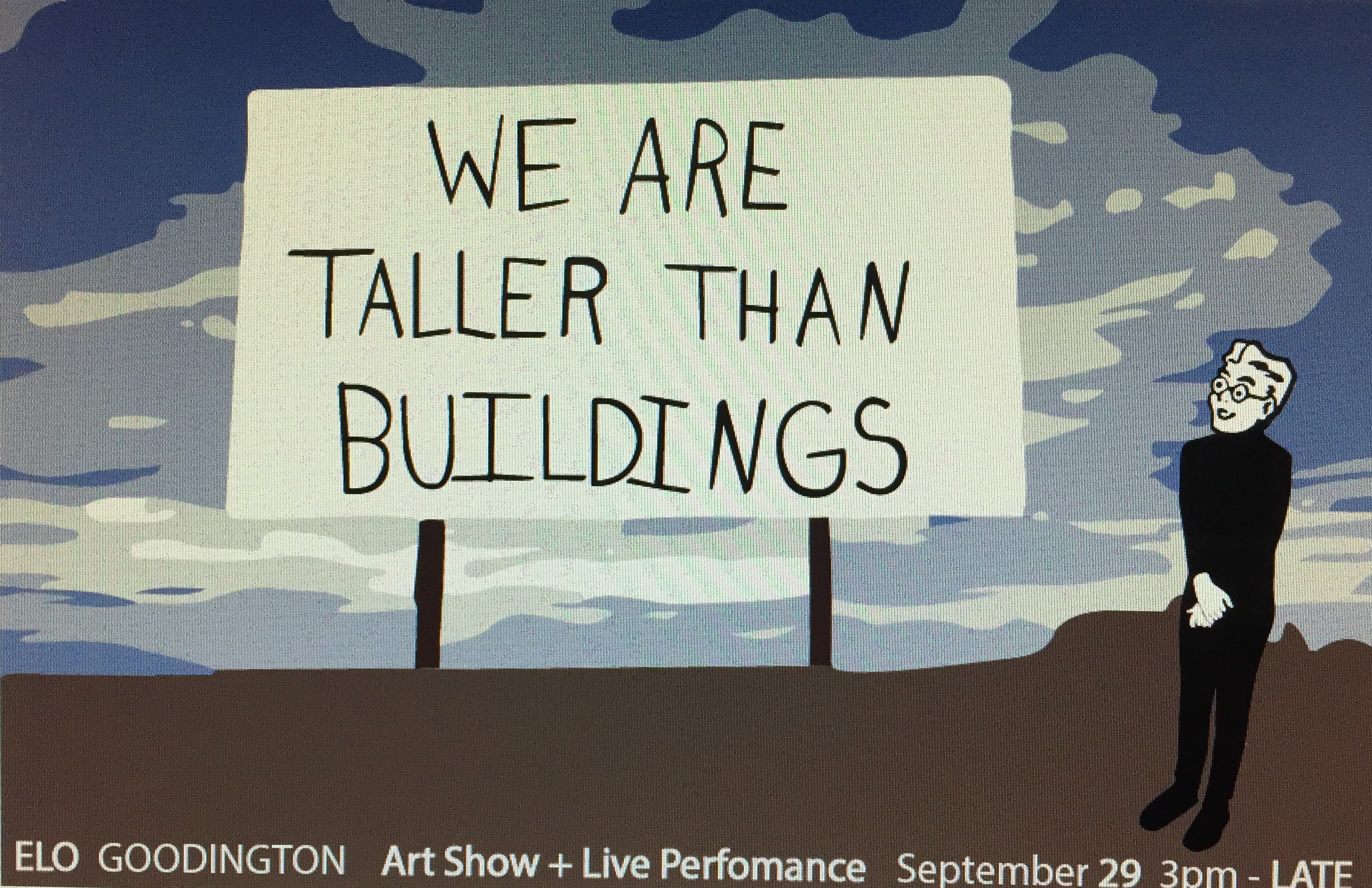 We Are Taller Than Buildings exhibition poster, Hermosa warehouse rooftop, Chicago, Summer 2016